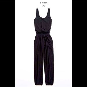 Aerie every day cotton track jumpsuit black. NWOT